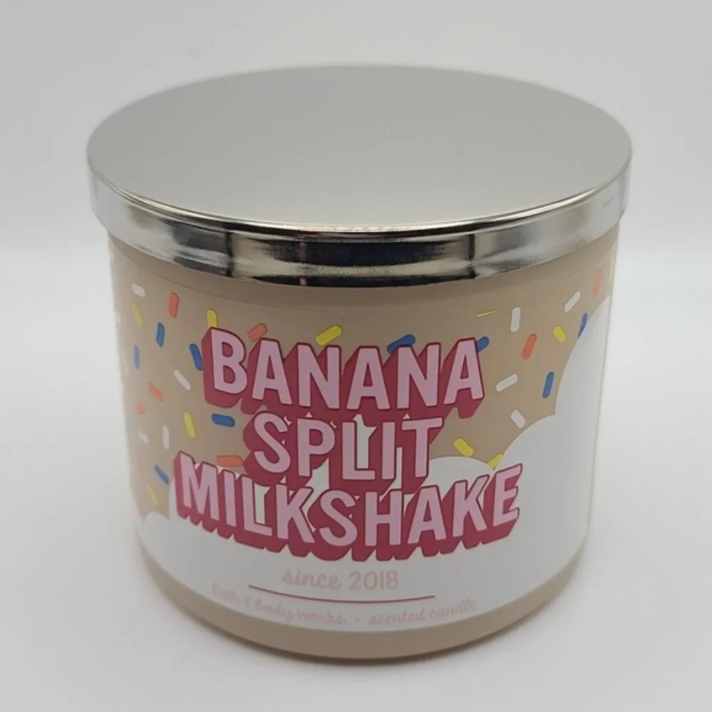 Rare Bath & Body Works Banana Split Milkshake 3-wick Candle